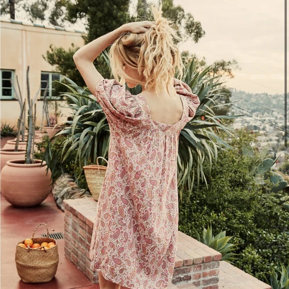 ✨💋SOLD💋🌺🌼DÔEN ‘Tybee’ Silk Satin Golden Hour Paisley Mini Dress XS✨ - Picture 8 of 16